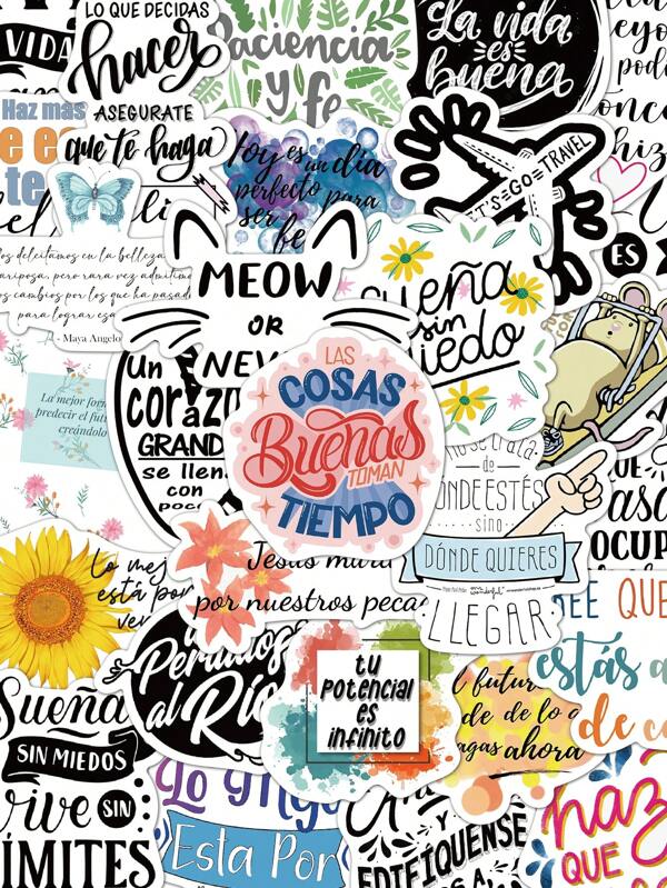 50pcs Spanish Inspirational Stickers Stickers Decorative Material Stickers Party Decoration Birthday Gift Graduation Season Gift For Cell Phone Case Handbook Journal Bicycle Desktop Laptop Decoration Room Decor Home Decor Wall Stickers Wall Decor