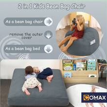 Bean Bag Chair For Kids 8-12, Toddler Beanbag Bed Corduroy, Convertible Child Bean Chair To Floor Mattress With Filler, Kid Reading Comfy Lounge Couch For Boys And Girls Bedroom, Grey - 深灰色 - 查看 6