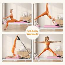 DlandHome Pilates Reformer Machine, Indoor Pilates Reformer With High Strength Alloy Springs, Foldable Pilates Reformer For Home Gym - Pink Plus Upgrade - 查看 6