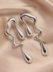 1 Pair Asymmetrical & Asymmetric Musical Note Design Earrings For Women, European/American Style