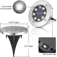 4/8/12/24pcs Solar Ground Lights, Outdoor 8LED Pathway Lights, Solar Garden Lights Landscape Lighting, Patio, Lawn, Driveway,White Light - 暖光 Warm Light - 查看 9