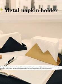 1pc Metal Napkin Holder,Silver Hollow Pattern,Stylish And Simple Gold Triangle Napkin Holder,Napkin Holders For Dining Table Restaurant Decoration, Modern Napkins Holder, Dining Table Napkin Holders For Kitchen (Gold,Silver,Black)