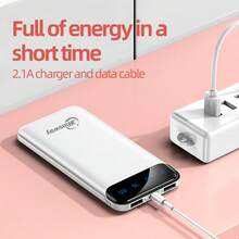 Winsway 10000mAh Power Bank, Lightweight And Compact Design, 2.1A Fast Charging, Dual Charging Function, Super Practical, LED Digital Display - White - View 6