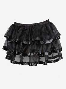 Women's Tulle Bustle Skirt Steampunk Skirt Women Dress Overskirt Costume Cosplay Halloween Costume - 黑色 - 查看 2