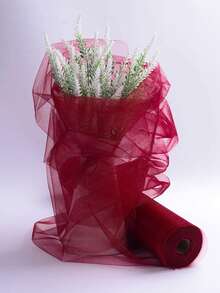 1卷深红色透明欧根纱面料，尺寸为72*1000/48*500/48*1000厘米，透明瑞士纱布，适用于婚礼装饰、新娘送礼会、婴儿送礼会、礼品包装、生日派对、周年纪念、订婚、节日派对、圣诞装饰、家居装饰。 - 酒紅色 - 查看 3