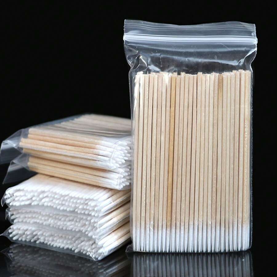 500支/200支/100支/包 一次性木质微型睫毛刷，不掉毛，睫毛嫁接工具和胶水卸除器，迷你化妆刷，眉刷，眼影刷，螺旋刷，赠品 - 彩色 - 查看 1