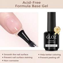 GLOZ 3pcs/Set 18ml Matte No-Wipe Gel Nail Polish Base Coat, Long-Lasting Gel Nail Polish Starter Kit, DIY Design For LED Lamp, Gift For Women - 無色 - 查看 2