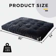 MAXYOYO 6" Futon Mattress,Velvet Thick Futons Sofa Couch Bed,Floor Mattress For Adults,Shredded Foam Filling, Full(Frame Not Included) - 黑色 - 查看 7