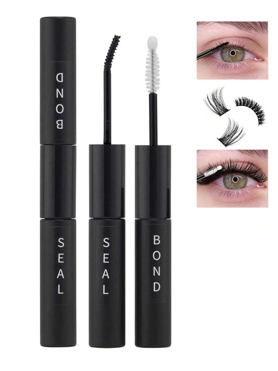 1pc Eyelash Bonding And Sealing Waterproof Cluster Eyelash Glue 6ml, For Eyelash Extension Long Lasting 72 Hours Strong Fixation Personal Eyelash Glue, Suitable For Self-Use At Home Black Cluster Eyelash Glue + Transparent Eyelash Seal 2 In 1 Home Eyelash Cluster DIY Eyelash Kit - 黑色 - 查看 1