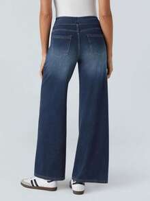 High-Waisted Whiskers, Yoga Jeans, High-Stretch Slim Loose Pockets, Wide Legs, High-Stretch Skinny Loose Pockets, Wide Legs - Màu xanh lam - Xem 2