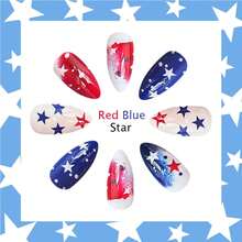 Glow HavenAlmond Press On Nails Medium Length Red White Blue Nails With Designs Cute 4th Of July Nails Press Ons Gel Glue On Nails Acrylic Glossy Full Cover Stick On Nails Independence Day Manicure - Style02 - View 9
