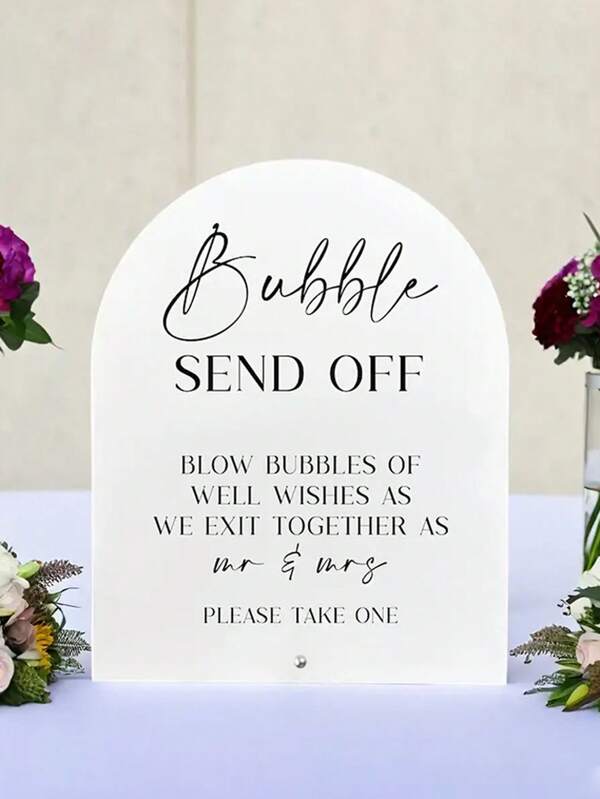 1pc Acrylic Bubble Farewell Sign - Wedding Decor With Stand, Tabletop Signage, Suitable For Ceremony And Reception, Celebration Supplies, Acrylic Sign
