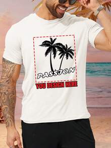 定制男士 T 恤，输入您的文字/祝福/有趣的引语，上传您的照片/朋友/伴侣照片以创建自己独特的白色 T 恤，节日礼物，周年纪念礼物，企业团队服装，万圣节服装，送给他的礼物，夏季/秋季男士圆领短袖 T 恤，派对，夏季男士白色短袖