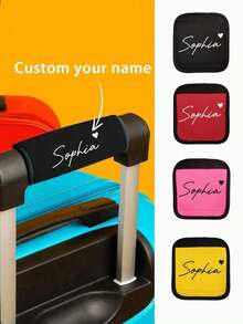Custom Name Luggage Handle Wrap, Personalized Suitcase Handle Wraps With Text, Customizable Luggage Wraps For Suitcase, 14x15cm, Orange/Red/Blue/Yellow/Rose Red/Black/Green, Luggage Wrap, Mother'S Day Gift, Easter Gift, Valentine'S Day Gift, Birthday Gift - Multicolor - View 3