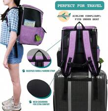 Dog Travel Bag Backpack, Airline Approved Dog Bags For Traveling, Puppy Diaper Bag Supplies, Pet Camping Essentials Hiking Accessories Dog Mom Gift, Food Container, Collapsible Bowls, Purple - 紫色 - 查看 7