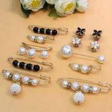 12pcs Waist Clip Brooches For Fixing, Preventing Exposure On Low-Cut Dress And Decorative For Coat, Cardigan, Sweater - trắng - Xem 4