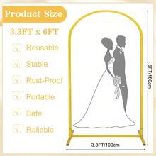 1个稳固的金色金属拱形背景架，气球拱门框架，婚礼仪式拱门，适用于生日派对、新娘送礼会、周年纪念日、情人节、毕业典礼、单身派对、伴娘礼物、父亲节、万圣节装饰及礼物、婚礼宾客回礼、生日派对装饰、婚礼用品 - 金色 - 查看 5