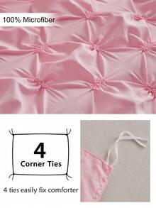 2/3pcs Pink Pleated Polyester Duvet Cover Set, Cute Modern Chic Bedding Set For All Seasons, Soft& Breathable Kids Girls Teens Bedding Set,( 1 Duvet Cover+ 1/2 Pillowcases) - Pink - View 8