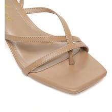 Athlefit Tacones De Mujer Strappy Kitten Heels Square Toe Ankle Strap Sandals Dressy Party Shoes - 駝色 - 查看 3