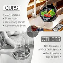 4-1 Colander With Bowl Set - Pasta Strainer - Colander For Kitchen - Strainers And Colanders Rice Strainer Fruit Cleaner Veggie Wash Sink Strainer Kitchen Essentials - Black - Black and White - View 6