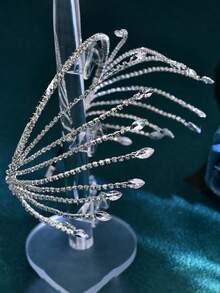 1 件银色新娘头带水钻链头饰，手工发饰，适合婚礼、派对、摄影 - 銀色 - 查看 9