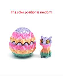 1pc 3D Printed Crystal Little Dragon Egg Set, Flip Cute Little Dragon Realistic Dragon Egg, Creative Model Decoration, Suitable For Home And Office Decoration, The Best Toy Craft Gift For Men, Christmas Gift, Dinosaurs Toys(Random Eye Color)