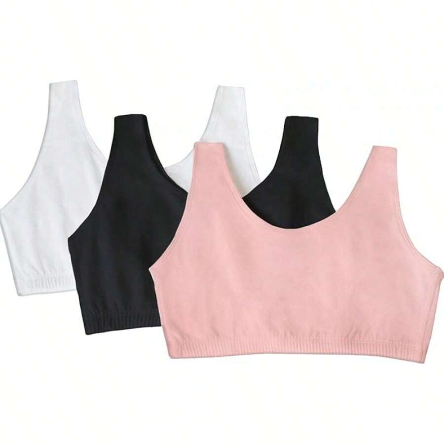Fruit Of Loom Women's Multi-Pack Top Style Sports Bra - Blushing Rose/Black Hue/White - View 1