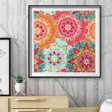 1 件成人 DIY 钻石画套装，不对称形状钻石，曼陀罗花卉图案，适合初学者、家居装饰、节日礼物 - 彩色 - 查看 5