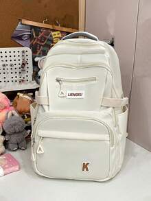 1 件时尚经典基本款背包，带笔记本电脑隔层，可调节肩带，书包，宽敞的多口袋书包，轻便休闲旅行背包，非常适合女孩/青少年/学生/毕业生，适合日常使用、外出、旅行、学校和返校