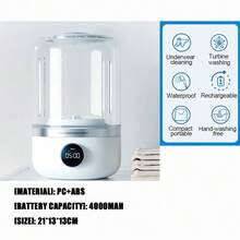 Lavadora portátil recargable de 1L para ropa interior, calcetines y prendas pequeñas, máquina de lavar portátil deshidratante para viajes - Blanco - Ver 2