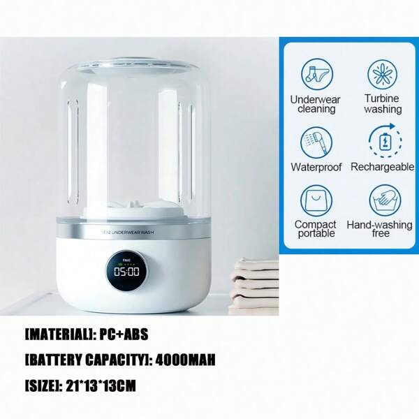 1L Mini Rechargeable Washing Machine Underwear Travel Portable Small Socks Washing Machine Dehydratable Portable Laundry Bucket