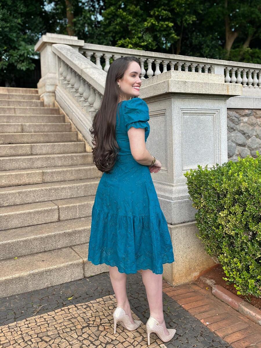 LESE MIDI DRESS WOMEN'S DRESS - Teal Blue - View 1