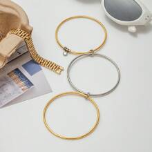 Uworld Minimalistisches zweifarbiges, kreisförmiges Wellenarmband, 3er Set stapelbare Edelstahl Armbänder, Damen Accessoires, Partygeschenk, 18 Karat Goldplattierung