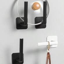 2 件装无胶黑色无缝挂钩宽松洗碗布衣架，厨房壁挂式纸巾收纳架