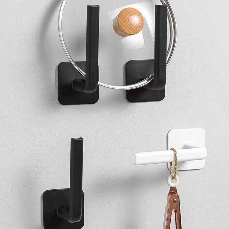 2 件装无胶黑色无缝挂钩宽松洗碗布衣架，厨房壁挂式纸巾收纳架