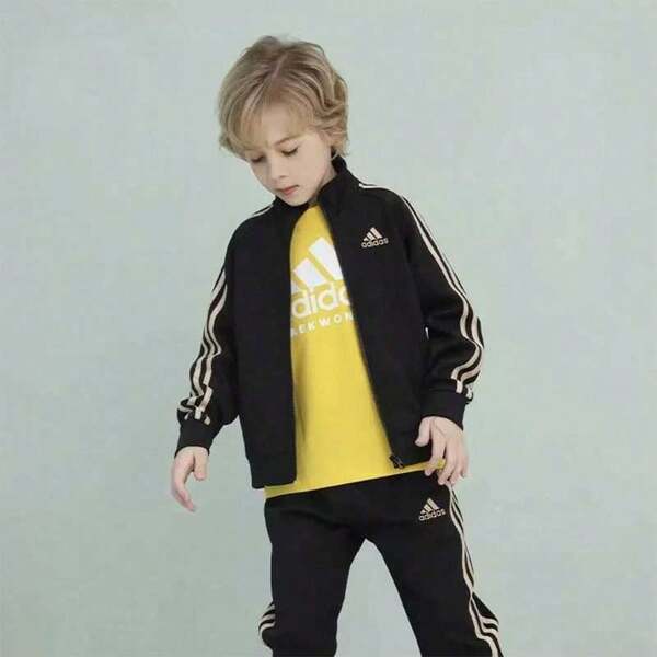 Adidas 阿迪达斯男童三条纹休闲运动夹克