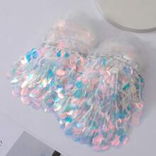 2 Yards Colorful Sequins Tassel Fringe Floral Tulle Lace Ribbon Trim Edge 21cm Edging Trimmings Fabric Embroidered Applique Sewing Craft Prom Party Dress Halloween Costume Wedding