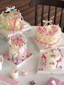 20个粉色丝带蝴蝶结蛋糕装饰，简约蝴蝶结装饰，家居装饰配件，适用于家居装饰、婚礼、派对、烛光晚餐、节日礼物、烘焙甜点、毕业蛋糕、圣诞装饰