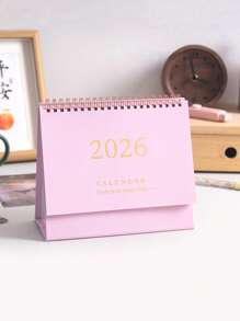 1 pièce Calendrier de bureau 2025 de taille moyenne à couleur unie - reliure en anneau métallique, page intérieure avec motif de paysage naturel personnalisable, calendrier de bureau à retournement vertical, fournitures de bureau, cadeaux pour amis (avec autocollants), rentrée des classes, rentrée des classes, fournitures scolaires
