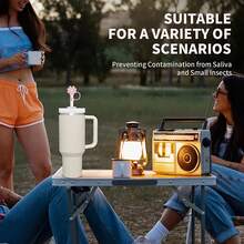 8 件适用于斯坦利杯装饰配件，8-9 毫米吸管盖，硅胶靴 30 40 盎司兼容斯坦利杯，女孩圣诞礼物，DIY 礼物创意装饰，感恩节装饰，朋友礼物装饰，圣诞派对装饰，适用于斯坦利配件，圣诞杯 - 粉紅色26字母 - 查看 4