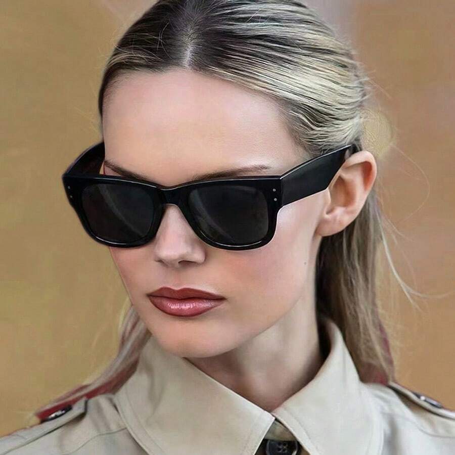 新款时尚复古大框彩色简约太阳镜女士户外防晒眼镜 UV400 遮阳外出装备户外海滩海边度假礼物送给家人和朋友