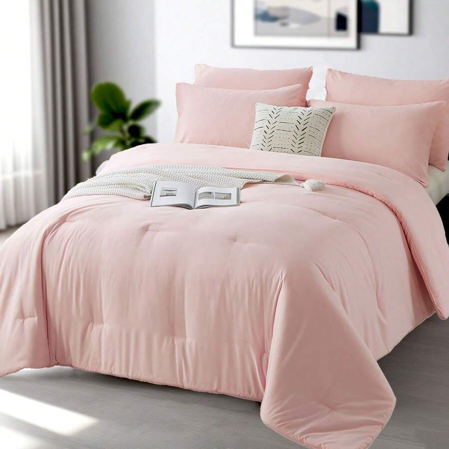 2/3 Pieces Luxury Solid Color Comfortable Breathable Comforter Set, Anti-Shrink And Anti-Fading Luxury Hotel-Grade Easy-Care Comforter Set, Machine Washable, High-Quality Bedding For All Seasons, Daily Holiday Gifts - Xám - Xem 1