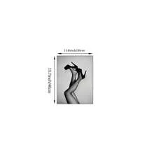1 pièce Tableau mural représentant une femme avec des talons hauts, impression de mode de luxe stylistique sur canevas. Affiche girly noir et blanc pour décoration de chambre, salon ou collège, chambre d'étudiant. Cadeau pour elle, sans cadre