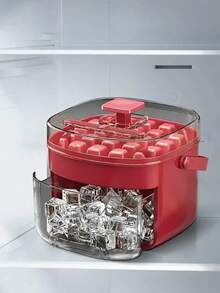 25格 + 冰铲/50格 + 冰铲压冰格冰块模具 48 小时制冰机冰盘冷冻托盘冰球机容量大，适用于家用冰箱，塑料可重复使用冰块托盘，带方便盖子 - 双层设计，适用于冰箱，便携式设计，适用于饮料、茶和咖啡 - 必备厨房工具，情人节和狂欢节的礼物 - 彩色 - 查看 9