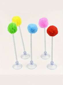 Giocattolo interattivo per gatti con pallina di peluche, molla in metallo e base con ventosa - colori vivaci, senza batterie, design durevole, adatto per tutte le razze, stimola gli istinti di caccia e l'eccitazione del gioco, giocattoli di simulazione della caccia, giocattoli energetici per gatti, giocattoli con pallina di peluche, giocattoli per gatti da interni