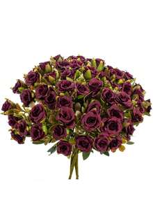 1/3PCS Artificial Flowers-Silk Rose, Fake Plants, Home, Dining Room, Living Room, Outdoor Garden Decoration,Mother's Day Gifts, Birthday Gifts, Graduation Season Gifts, The Art Of Inserting Flowers, Photography Props, Autumn, Spring, Vase, Flower Wall, Flower Wreath, Bridal Bouquet, Wedding Decoration, DIY Flower Wreath Materials, Birthday Party Decoration Materials, Home Decoration Accessories, Valentine's Day. - Burgundy - View 12