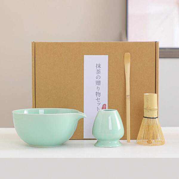 1 Stück/2 Stücke/4 Stücke Keramik Matcha 4-teiliges Set, Matcha Schale, Matcha Quirl, Matcha Tasse, Matcha Löffel, Japanischer Stil Tee Zeremonie Geschenkset, geeignet für Matcha, Desserts und Getränke
