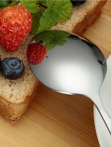 Cirelle 16/4 件套竹制不锈钢餐具套装，带天然竹柄，学校用品，圣诞节礼物，感恩节和万圣节节日餐具 - 金色 - 查看 14