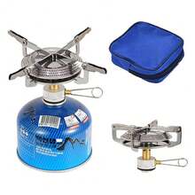 Portable Mini Camping Gas Stoves, Camping Picnic Cooker Burner With Storage Bag - Silver - View 1