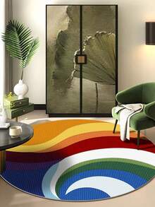 1 块客厅圆形地毯床边地毯可水洗抽象风格吸水防滑涤纶地垫可擦拭易清洁适用于客厅卧室办公室厨房浴室等室内场景入口地毯装饰地毯返校 - 彩色 - 查看 5